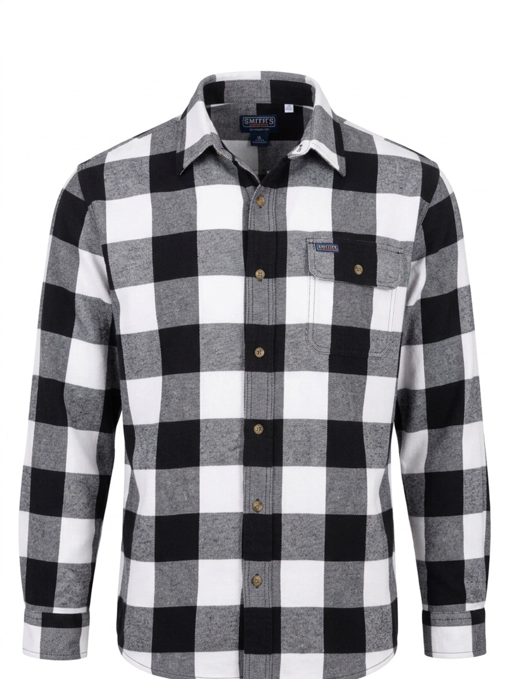 SMITH Black & White Buffalo Check Flannel Shirt - Men's size XL